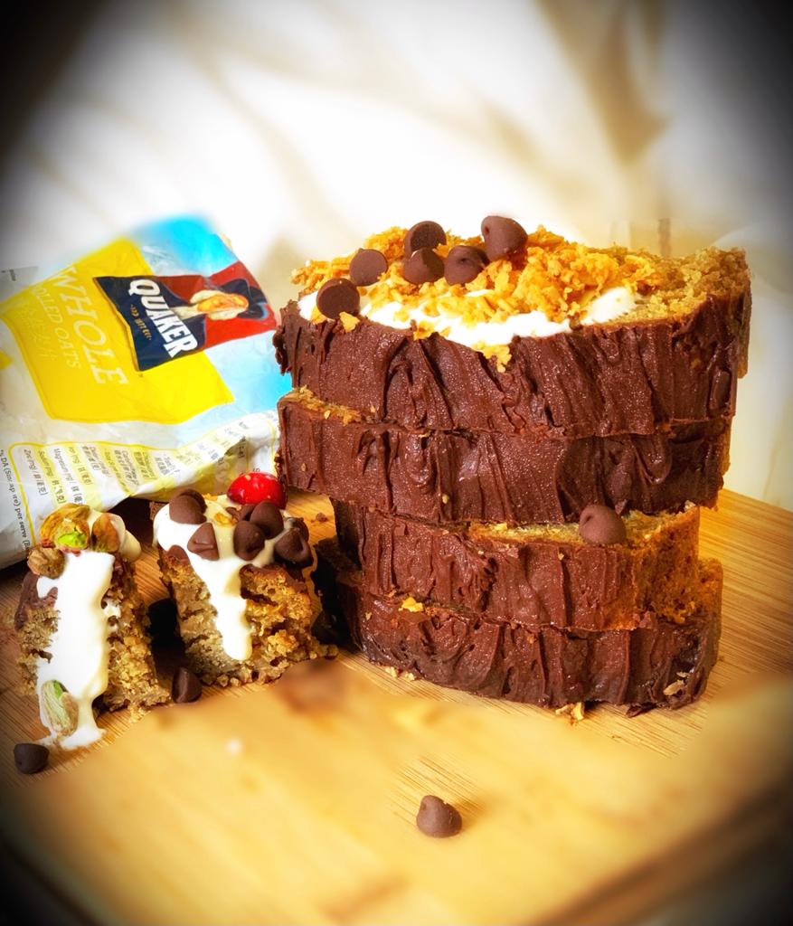 Choco Oatmeal Cake with Ice Cream