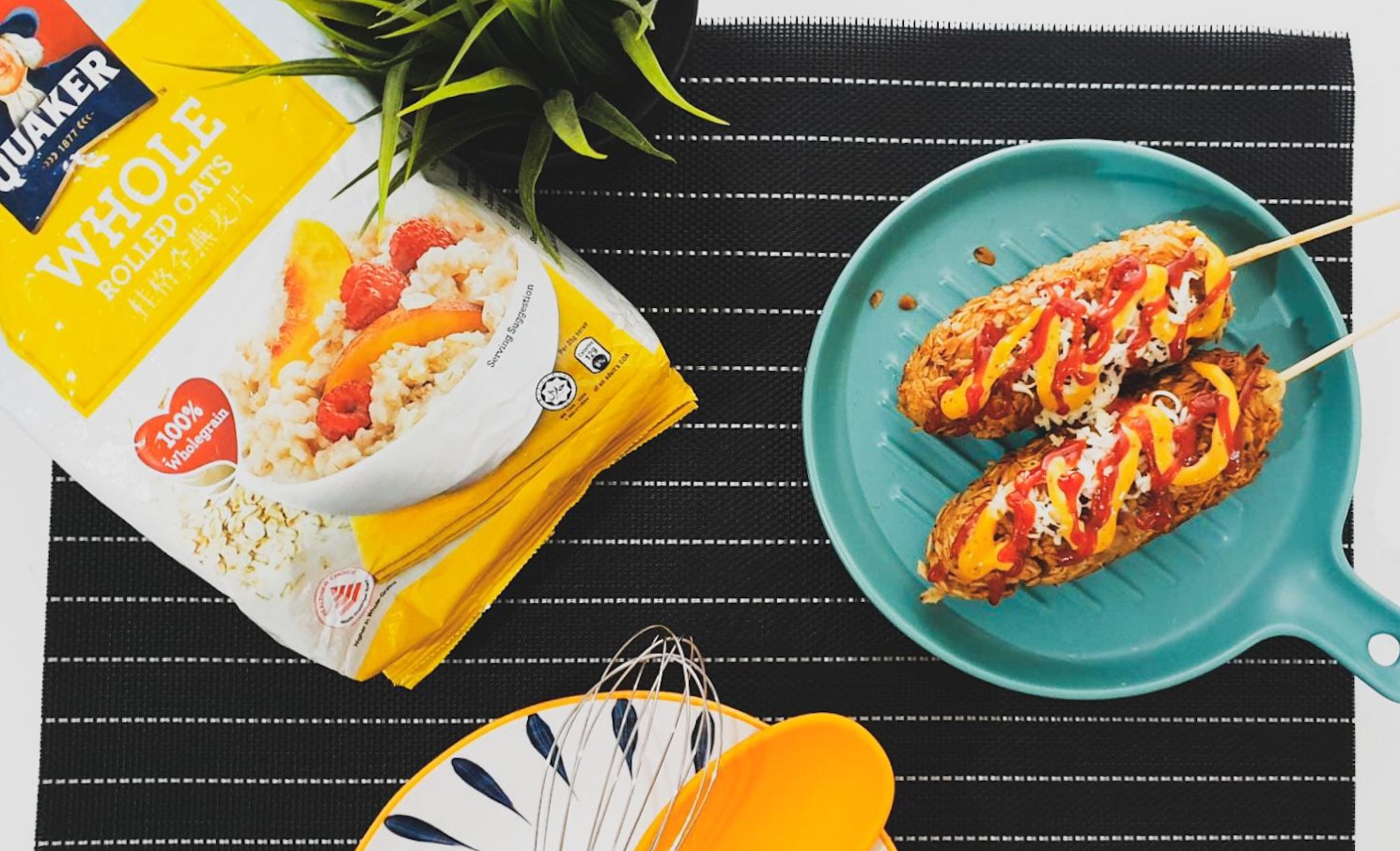 Oatmeal Parmesan Chicken Skewer (Ã la Korean Corn Dog)